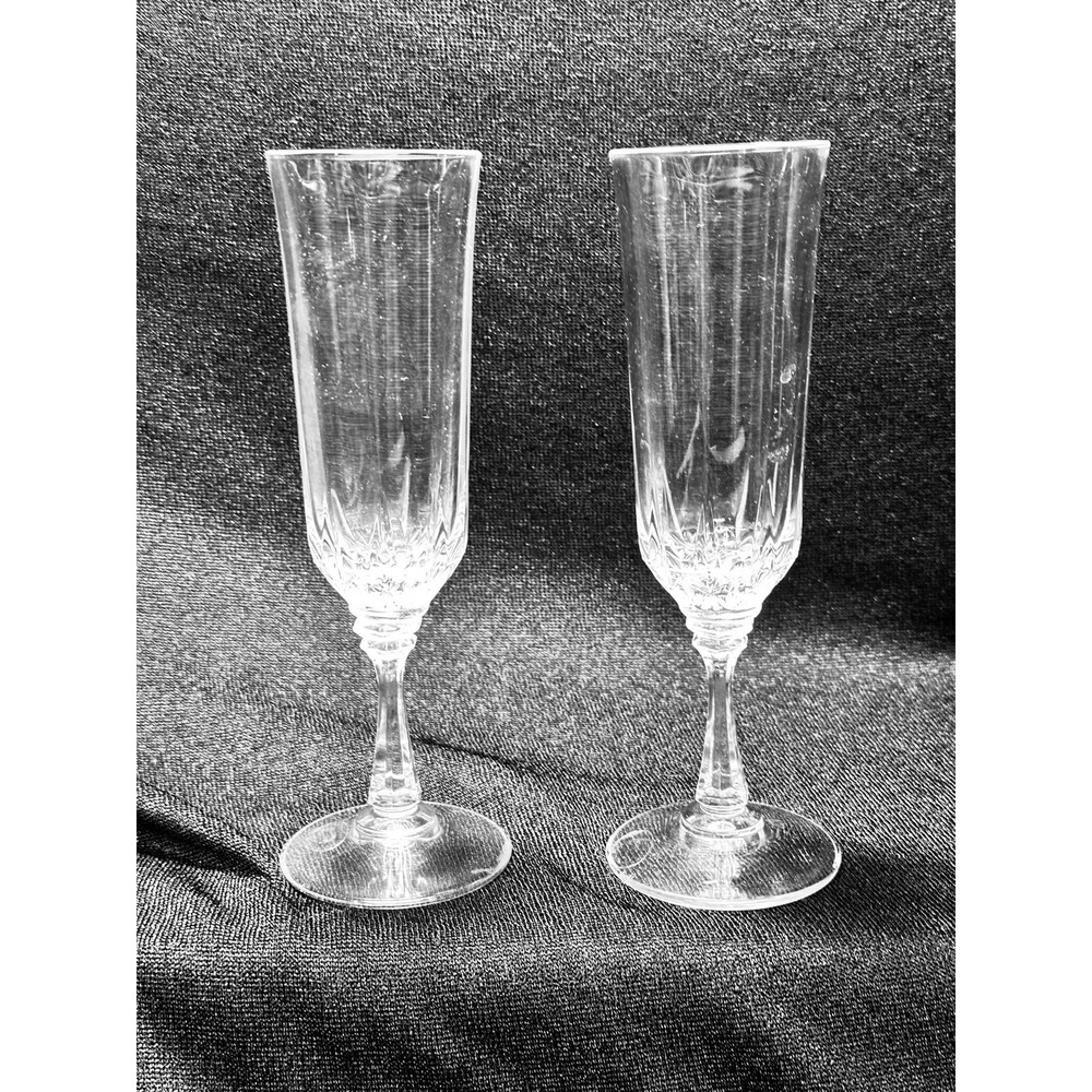 2 Vintage Crystal Toscany Brighton Fluted Champagne Glasses 7 3/4 " X 2 1/8" - Picture 3 of 12